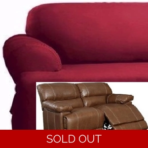 Dual Reclining LOVESEAT Slipcover T Cushion Cotton Burgundy Sure Fit